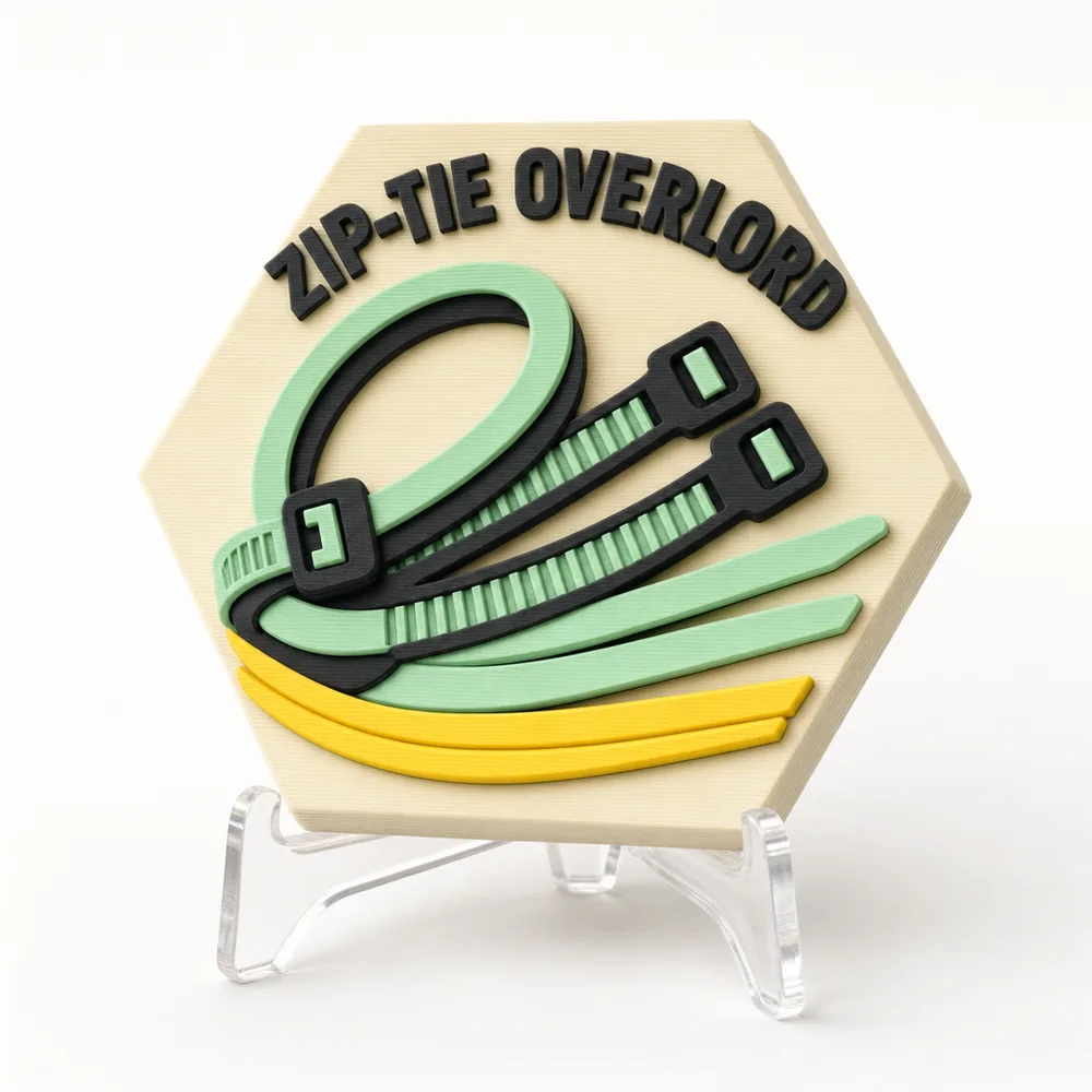 ZIP-TIE OVERLORD magnetic 3D-printed achievement badge