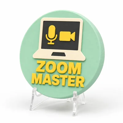Zoom Master magnetic 3D-printed achievement badge