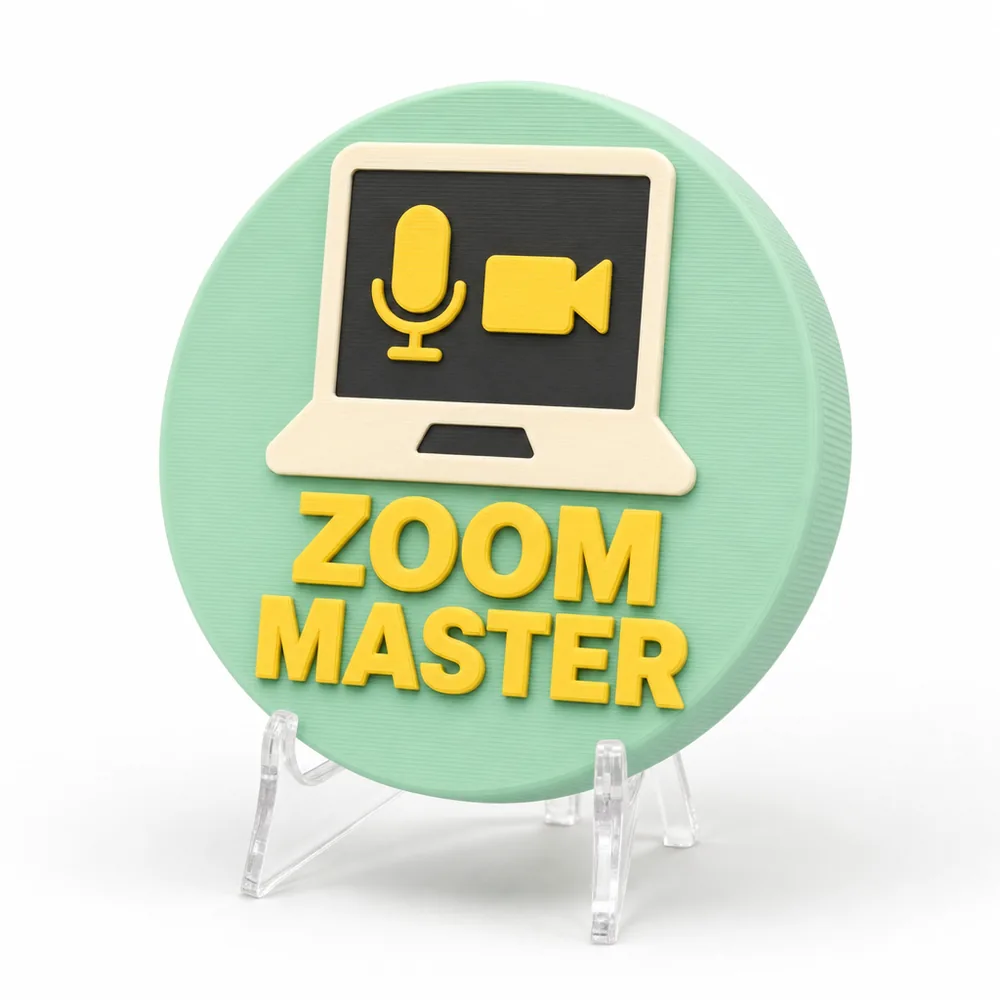 Zoom Master magnetic 3D-printed achievement badge